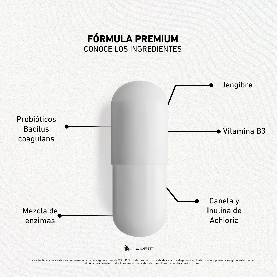 FLAIRFIT® Probióticos, Enzimas digestivas, Vitamínas