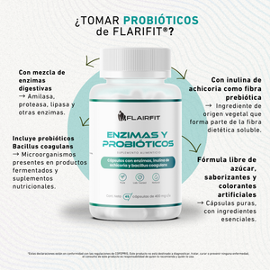 FLAIRFIT® Probióticos, Enzimas digestivas, Vitamínas