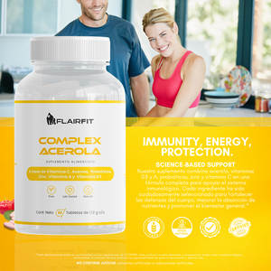 FLAIRFIT® Complex Acerola, Vitamína D3, Probióticos, Sabor Cereza