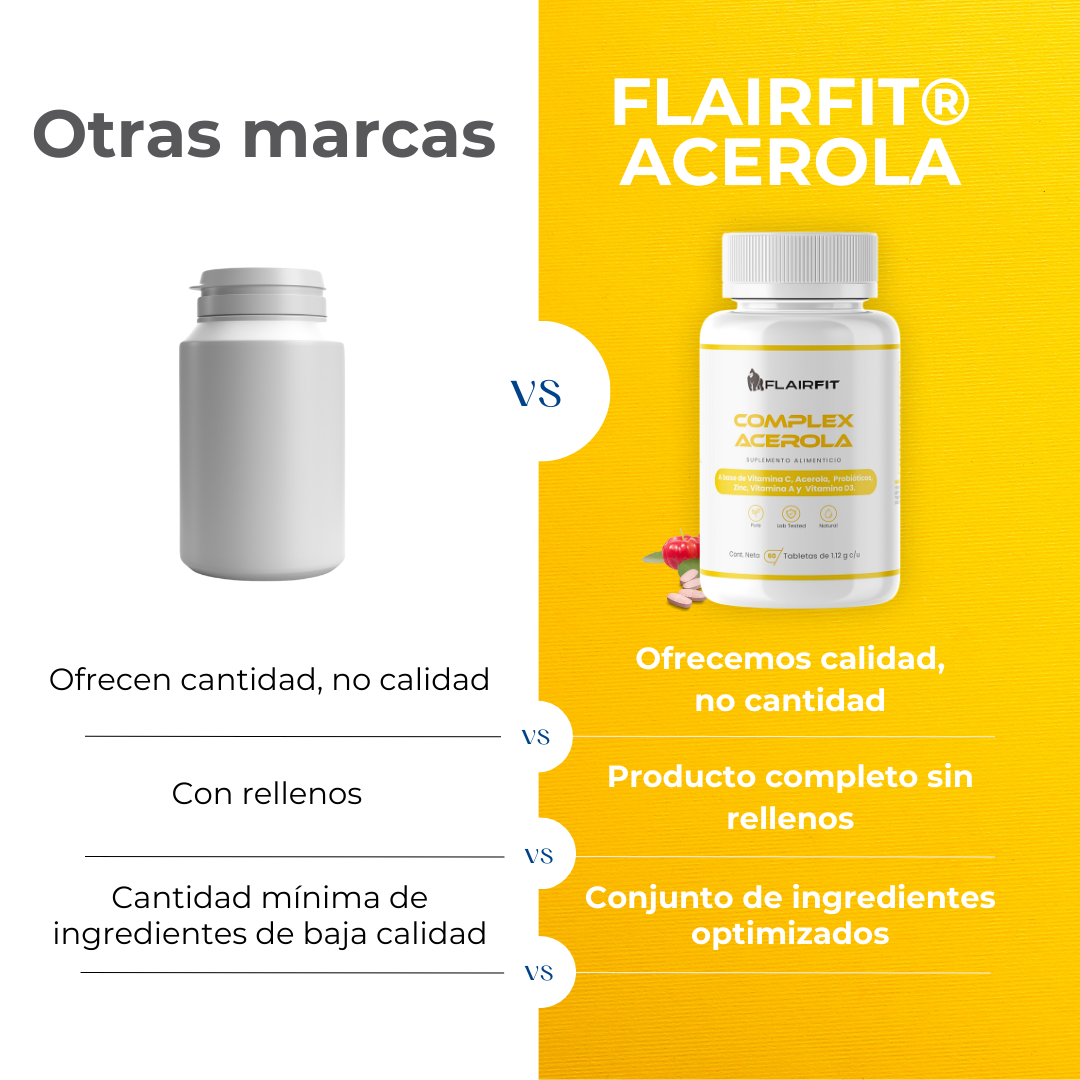 FLAIRFIT® Complex Acerola, Vitamína D3, Probióticos, Sabor Cereza