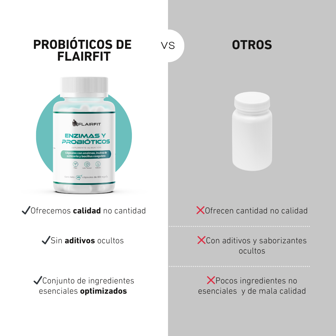 FLAIRFIT® Probióticos, Enzimas digestivas, Vitamínas