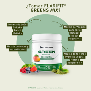 FLAIRFIT® Daily Green's Mix Superfoods, +50 Ingredientes. 500G