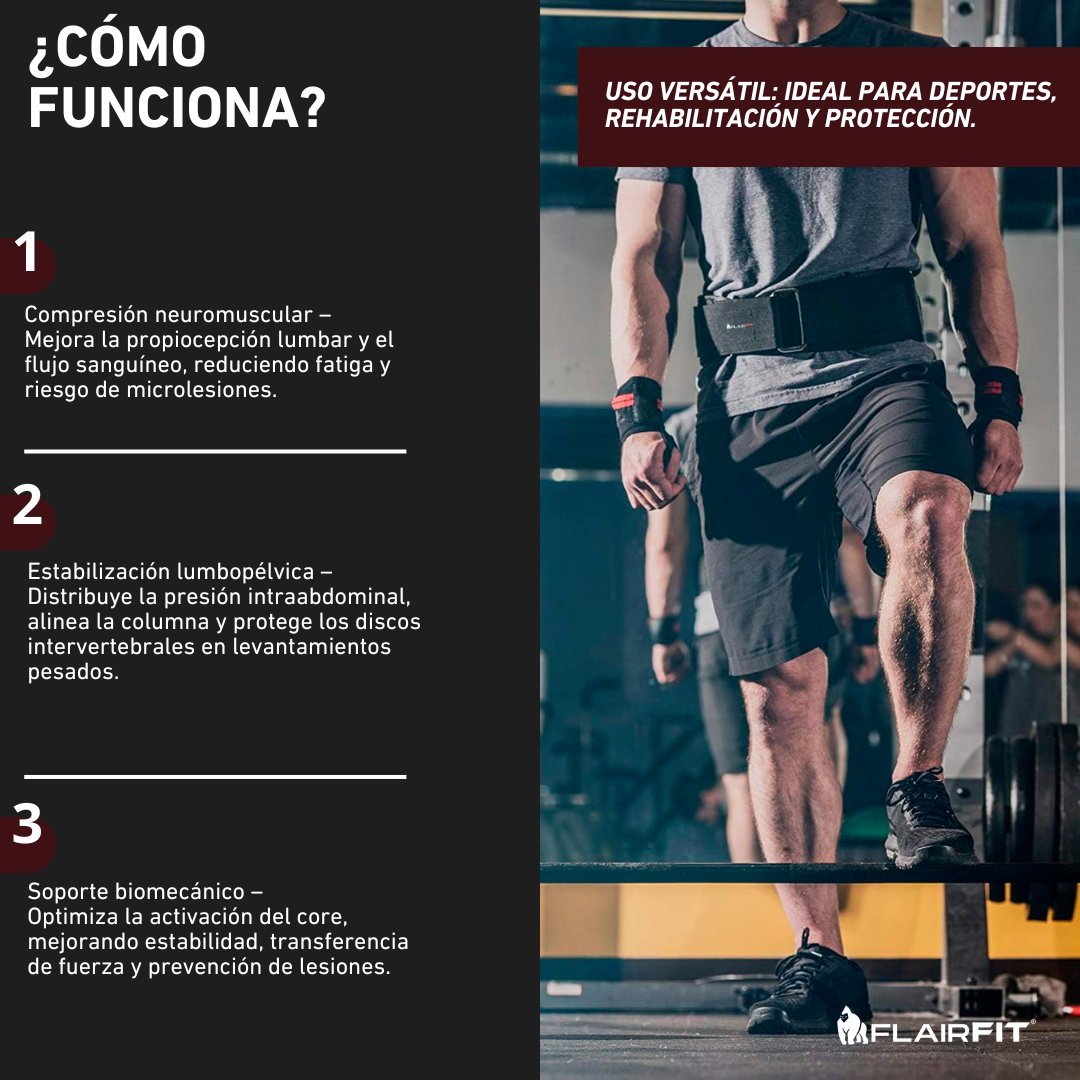 Cinturon Flairfit® Pro Powerlifting Pesista Gym Crossfit
