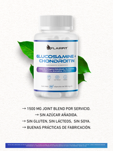 Flairfit® Glucosamina + Condroitina – 100 cápsulas (1500 mg por porción)