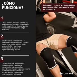 Rodillera Flairfit® Deportiva de Neopreno, 7mm, Powerlifting, Gym, Color Negro