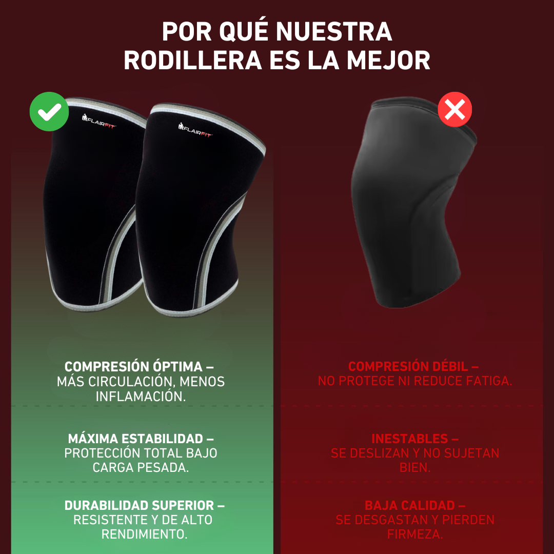 Rodillera Flairfit® Deportiva de Neopreno, 7mm, Powerlifting, Gym, Color Negro