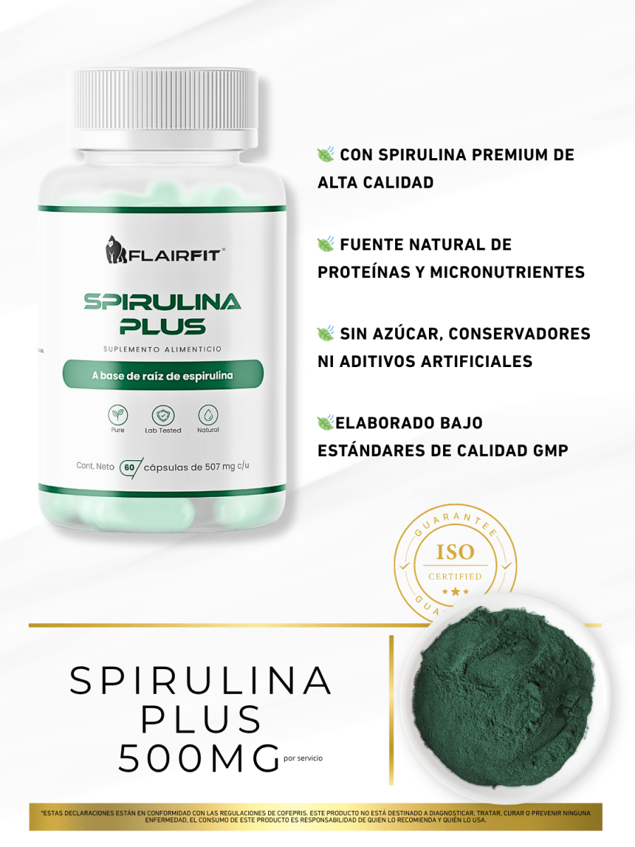 Alga de Spirulina Premium – 60 cápsulas
