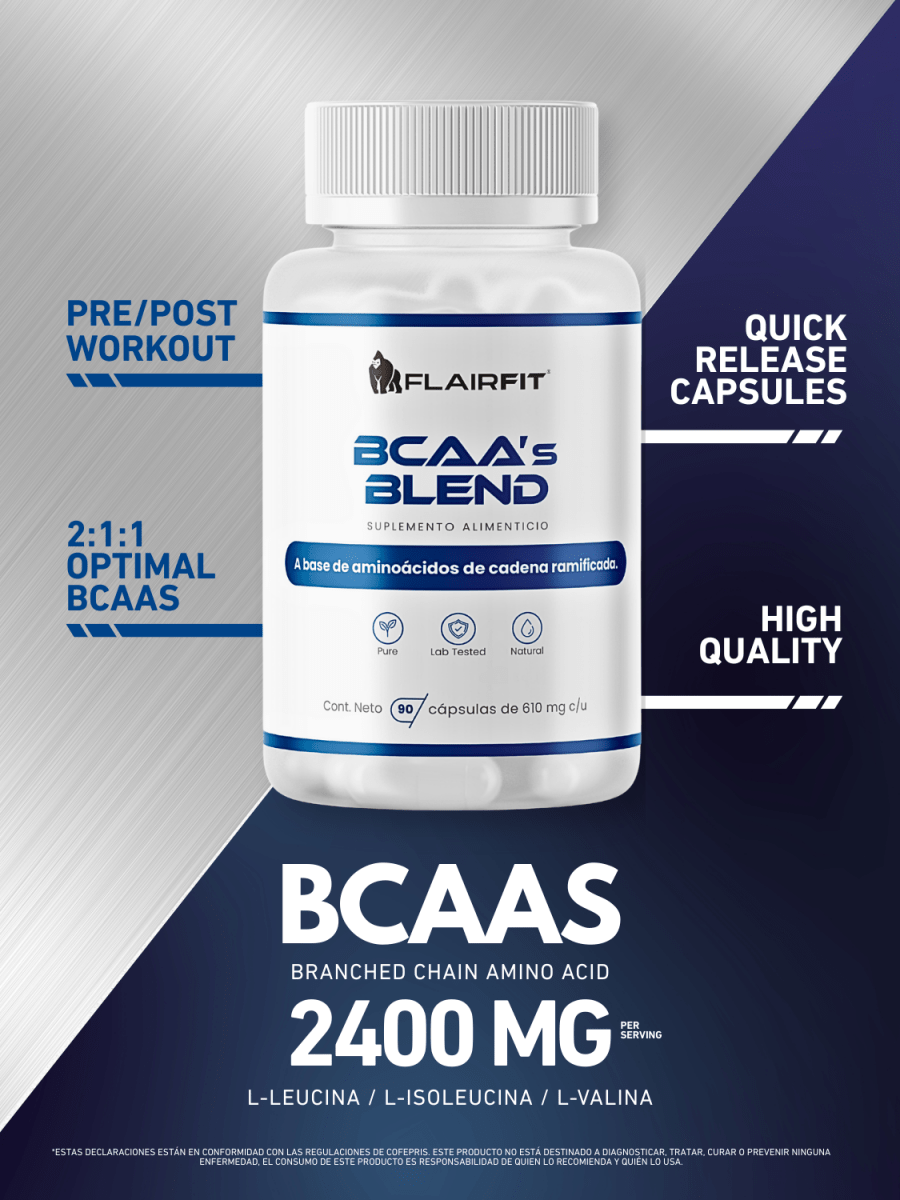 BCAA 2:1:1 – 90 cápsulas (2400 mg por porción)
