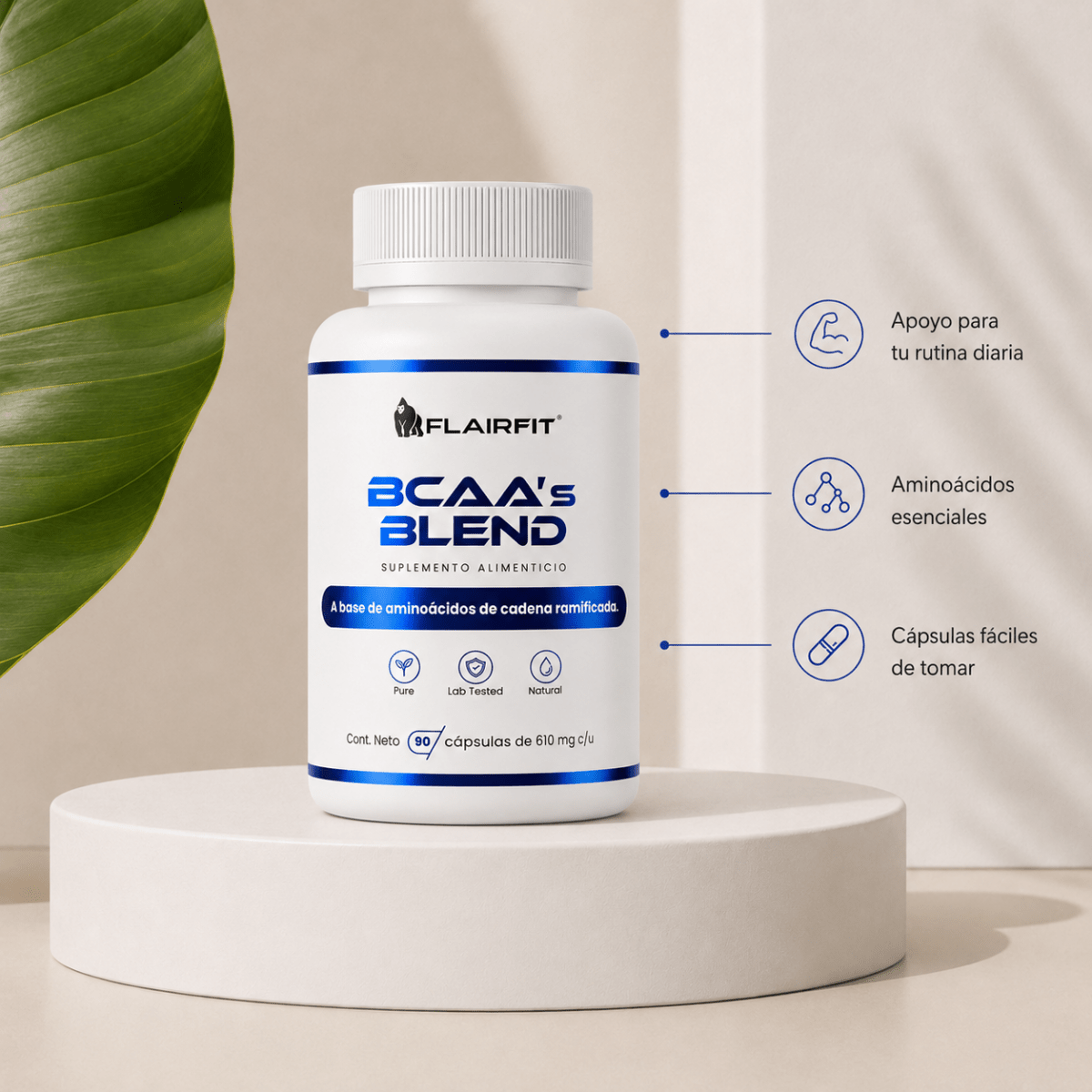 BCAAs Plus 2:1:1 Flairfit® · 90 cápsulas