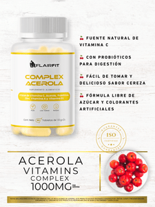 FLAIRFIT® COMPLEX ACEROLA, VITAMIN D3, PROBIOTICS, CHERRY FLAVOR