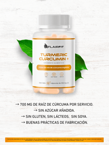 Cúrcuma (Turmeric) orgánica – 60 cápsulas (700 mg por porción)
