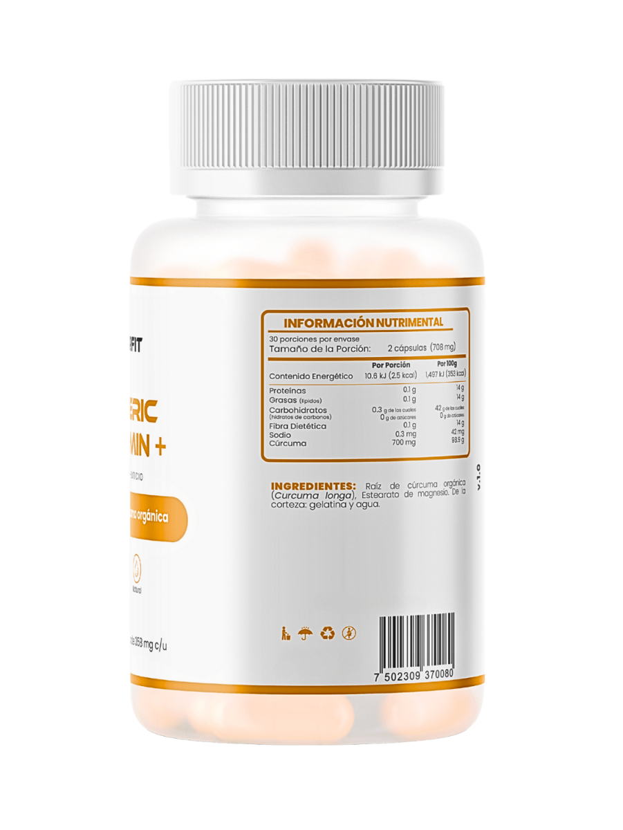 Cúrcuma (Turmeric) orgánica – 60 cápsulas (700 mg por porción)