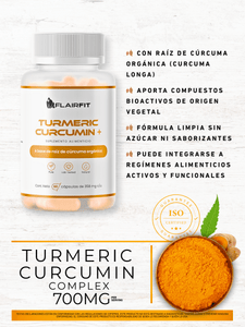 Cúrcuma (Turmeric) orgánica – 60 cápsulas (700 mg por porción)