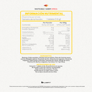 FLAIRFIT® Complex Acerola + Vitamina D3 y Probióticos – Sabor Cereza - 60 cápsulas