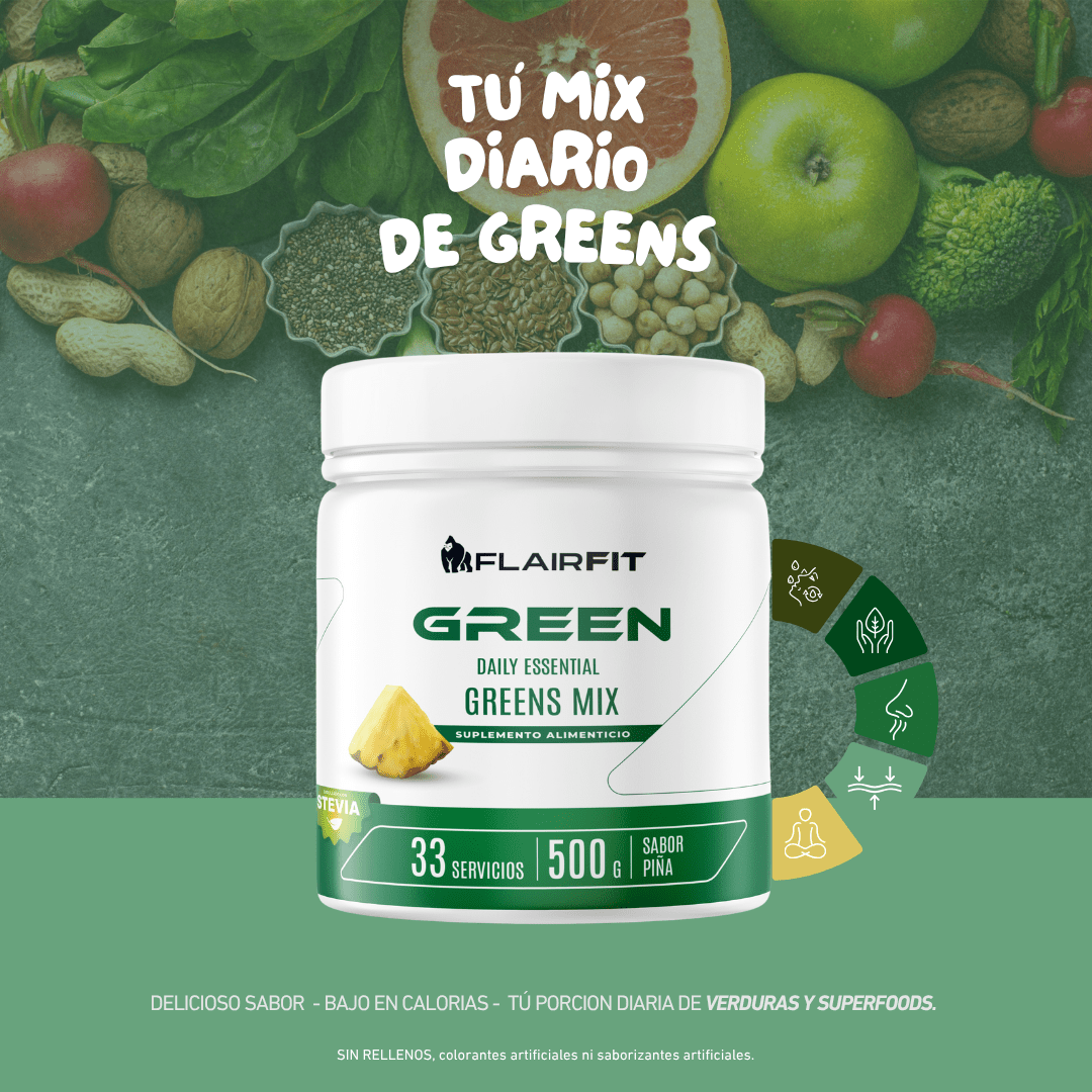 FLAIRFIT® Daily Green's Mix Superfoods, +50 Ingredientes. 500G