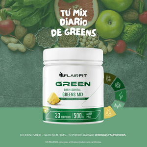 FLAIRFIT® Daily Green's Mix Superfoods, +50 Ingredientes. 500G