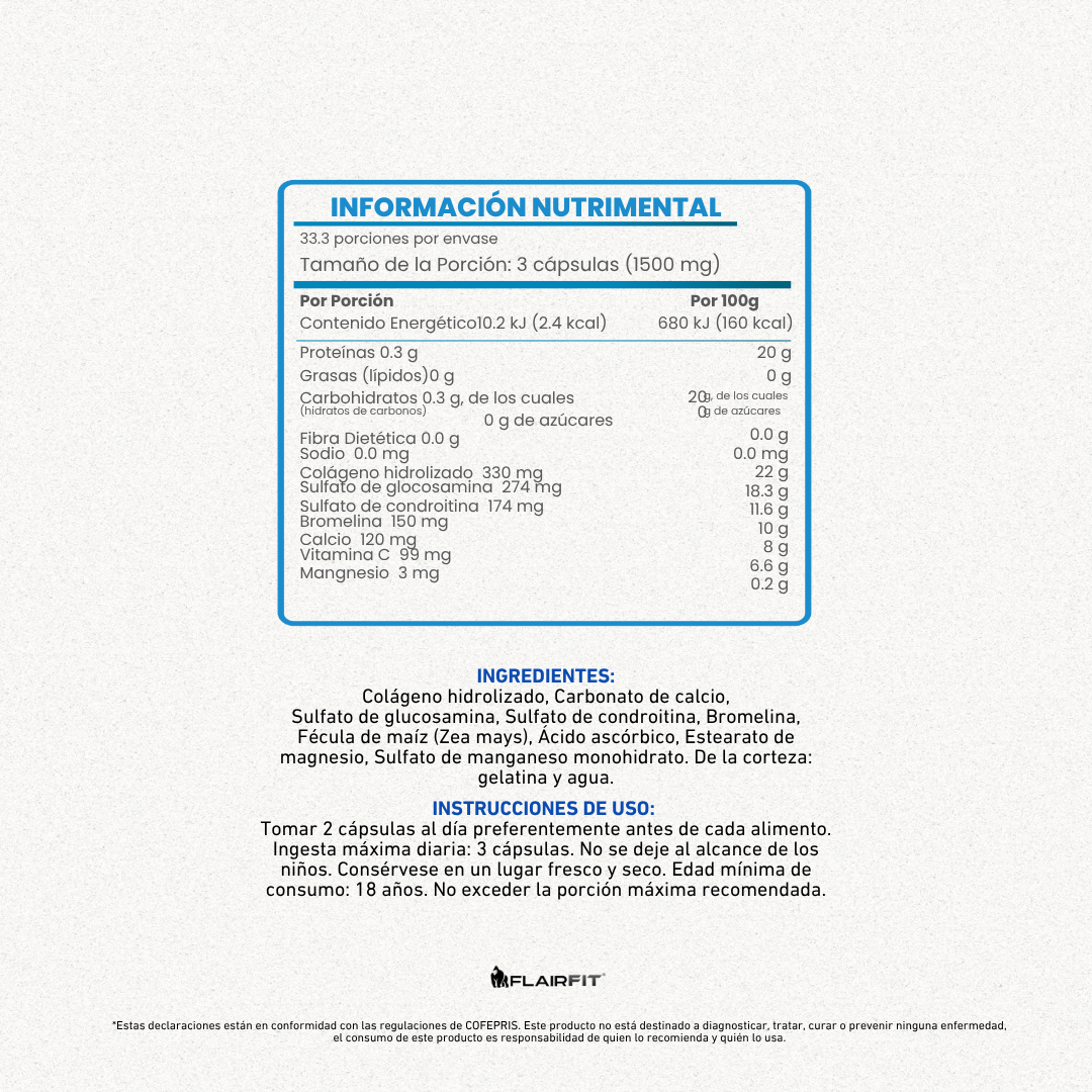 FLAIRFIT® GLUCOSAMINE CHONDROITIN, HYDROLYZED COLLAGEN, MAGNESIUM