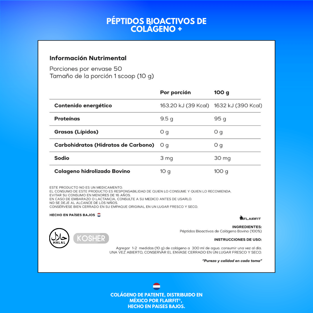 FLAIRFIT® Colágeno Hidrolizado – Péptidos Bioactivos 500g