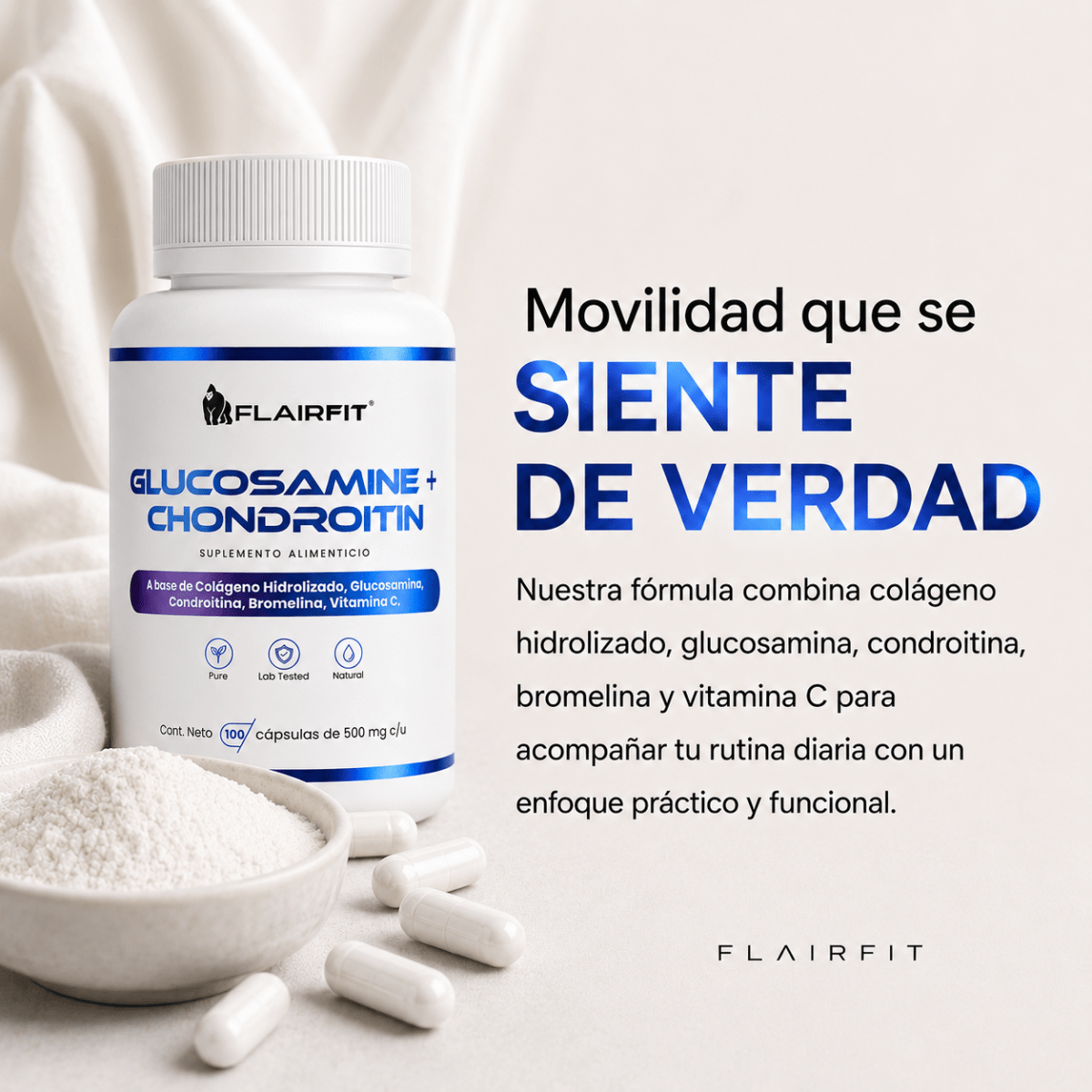 Glucosamina + Condroitina Flairfit® · 100 cápsulas