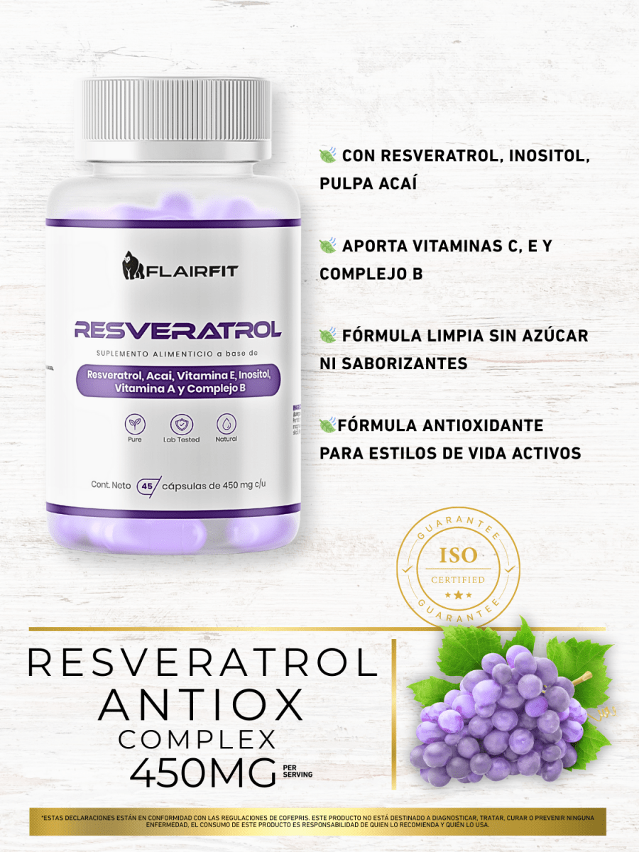 Resveratrol – 45 cápsulas (650 mg por porción)