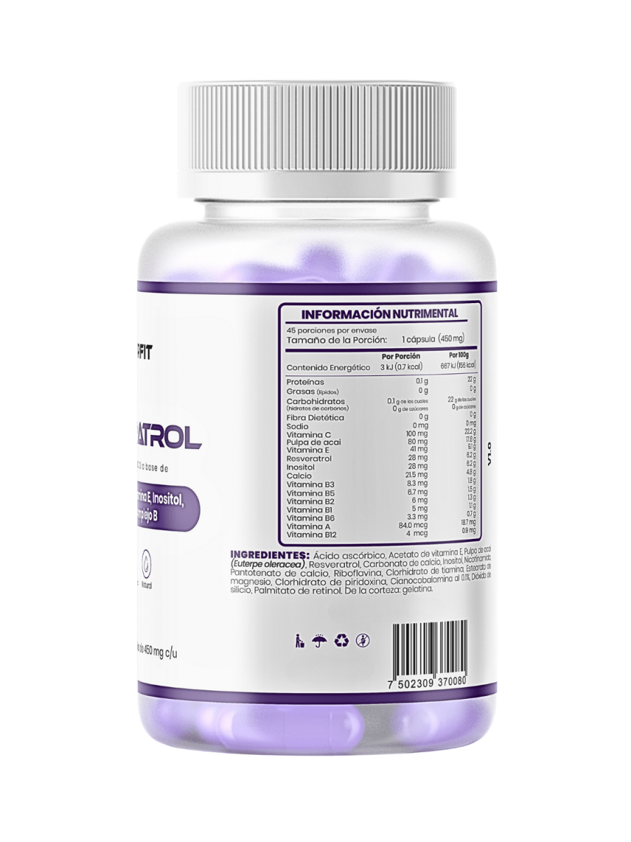 Resveratrol – 45 cápsulas (650 mg por porción)