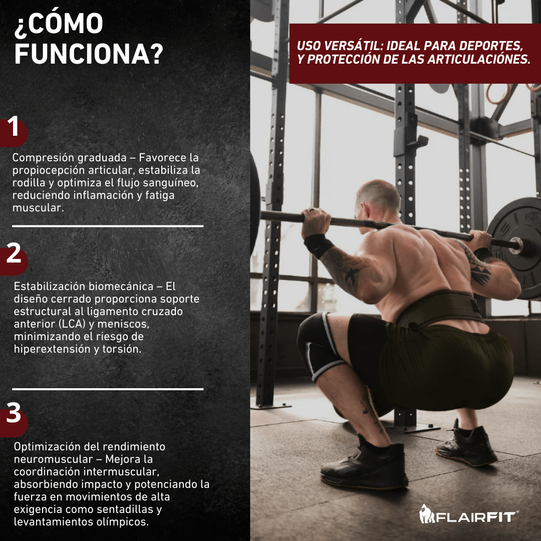 Rodilleras de compresión 7 mm (par) de neopreno – Para sentadillas, levantamiento de pesas, halterofilia, fitness y levantamiento de potencia – Negro