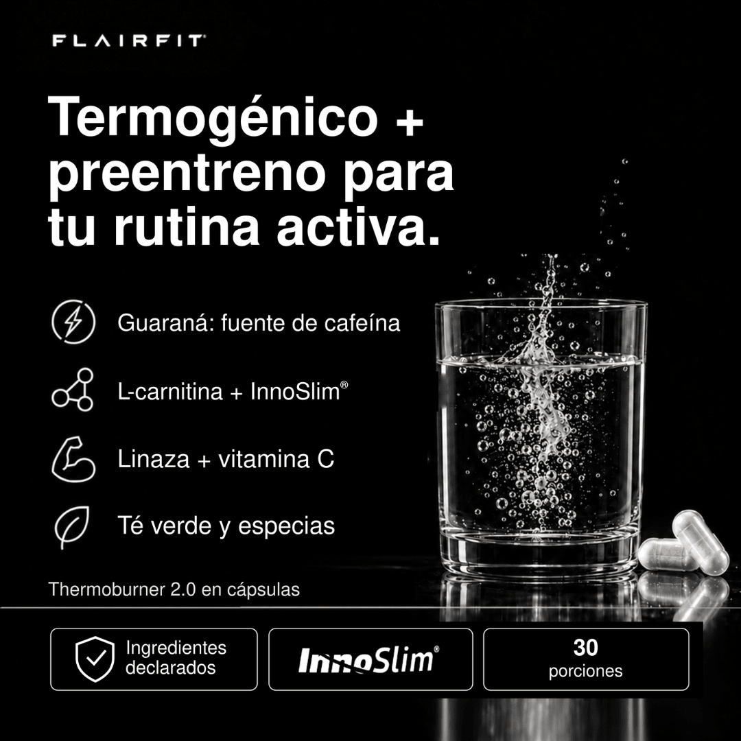 FLAIRFIT® POWER THERMOBURNER 2.0, INNOSLIM® + GREEN TEA + GUARANÁ + L-CARNITINE